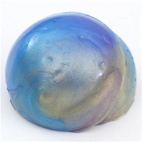 Cute Blue Green Metallic Galaxy Slime With Case Kawaii Mud Clay Jelly