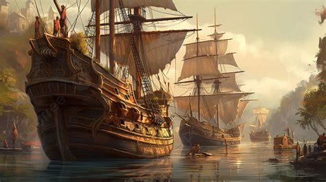 Fond Les Navires Pirates Assassin Creed Dans Leau Fond Photo De