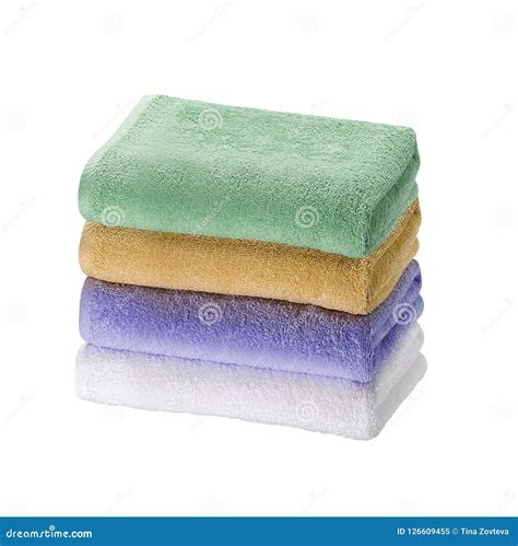 Pile Of Rainbow Colored Towels Isolated Stock Image Image Of Bathroom