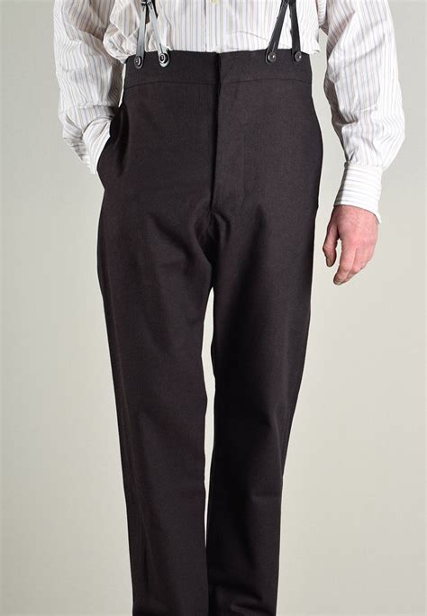 Dark Brown Brushed Cotton Herringbone Fishtail Back Trousers Tr420