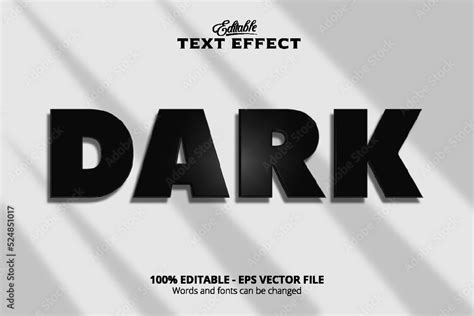 Dark Text Effect Edtable Text Effect Minimal Text Effect Stock Vector