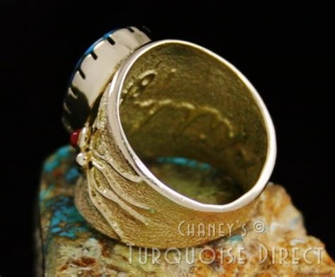 Philander Begay Candelaria Spiderweb Turquoise Tufa Cast Solid K Gold