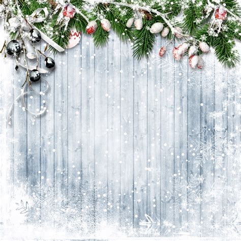 Laeacco Winter Gray Snow Wood Backgrounds Christmas Pine Snowflake