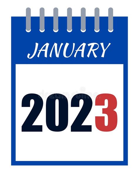 Flat Icon Calendar January 2023 Isolated On White Background Stock