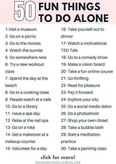 50 Things To Do Alone How To Have Fun By Yourself Boss Babe