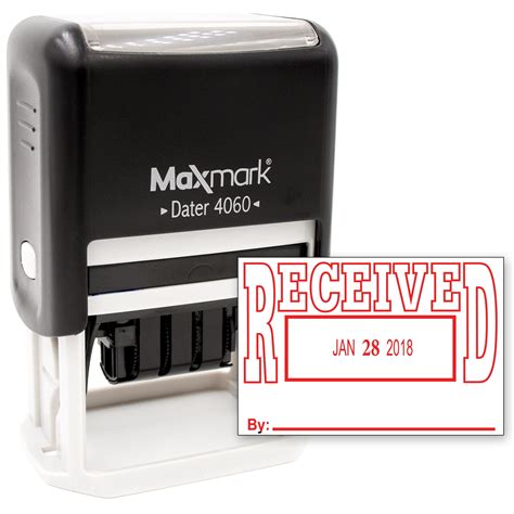 Maxmark Large Date Stamp With Received Self Inking Date Stamp Large