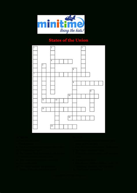 50 States Crossword Puzzle Printable Printable Crossword Puzzles