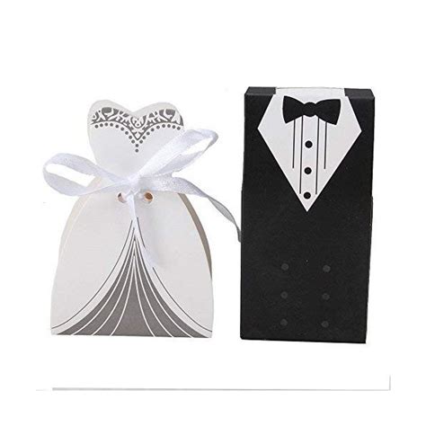 100pcs Wedding Favor Candy Box Bride And Groom Dress Tuxedo Party Favor