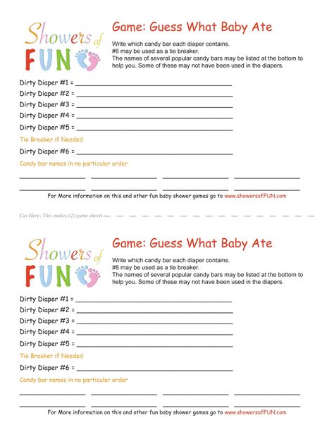 Free Printable Dirty Diaper Game Template Free Printable