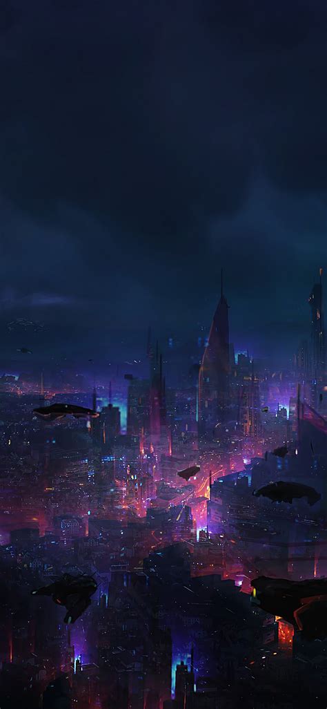 Cyberpunk City Night Scenery Sci Fi Phone Iphone 4k Wallpaper Free Download