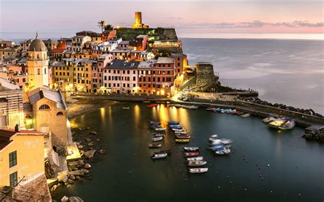Download Wallpapers Vernazza Mediterranean Sea Coast Beautiful City