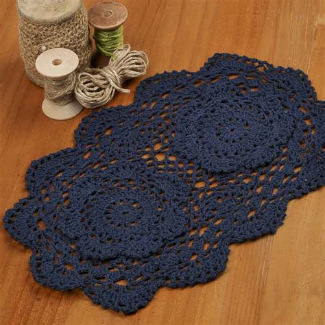 Navy Oval Crocheted Doily - Crochet and Lace Doilies ...