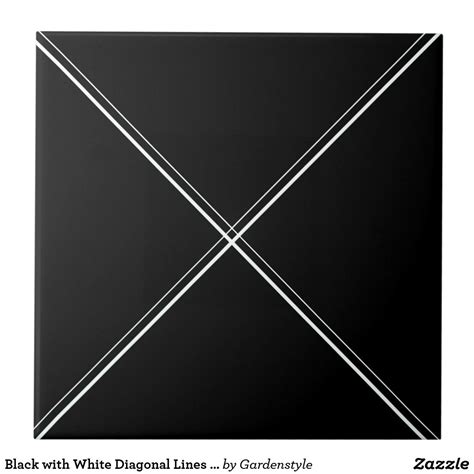Black With White Diagonal Lines Tile 6x6 Zazzle Ceramic Tiles