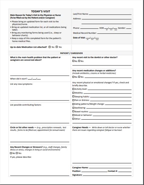 Printable Doctor Visit Form Template Printable Forms Free Online