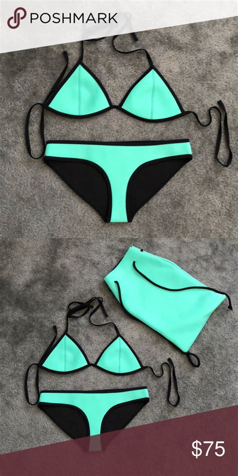 triangl bikini set sea green mint green triangl bikini set medium top small bottom worn once