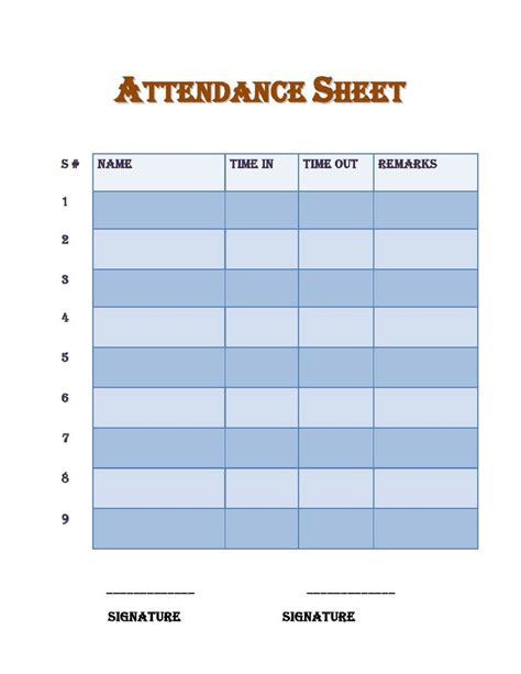 30 Printable Attendance Sheet Templates Free In 2021 Attendance