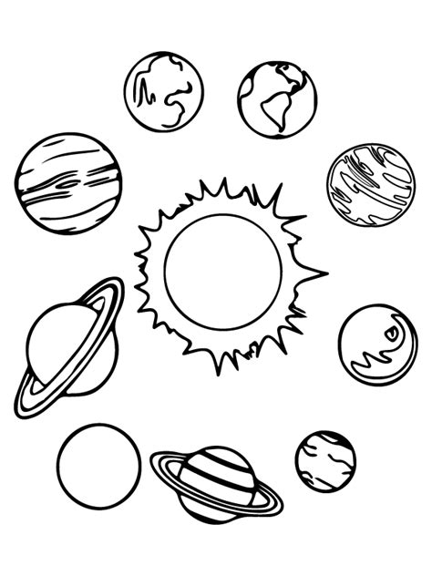 Simple Solar Systems Planets Coloring Page Free Printable Coloring