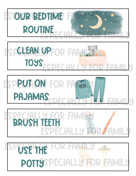 Bedtime Routine Chart Customizable Digital Download Etsy