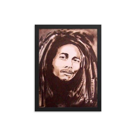 Art Framed Print Bob Marley Hand Drawn Handmade Fine Art Painting