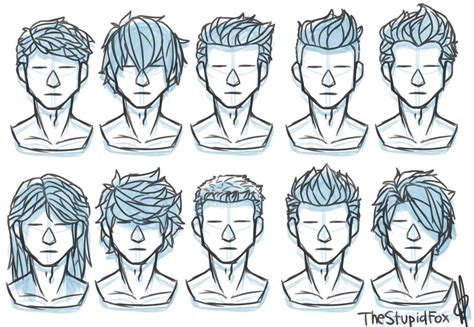 Random Hairstyles Male By Thestupidfox Drawing Hair Tutorial Drawing