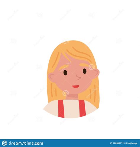 Lovely Blonde Girl Avatar Of Cute Little Kid Vector Illustration On A