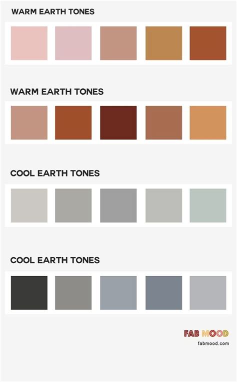4 Earth Tones Color Combos Warm Earth Tones And Cool Earth Tones