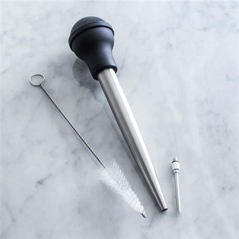 ksp pro chef turkey baster with cleaning brush stainless steel kitchen stuff plus