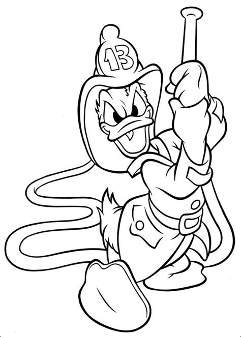 Firefighter Donald Duck Coloring Page Free Printable Coloring Pages