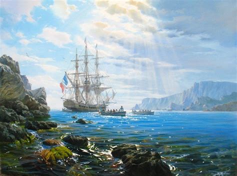 Ship Painting By Alexander Shenderov Sailing Ship Art Canvas Original