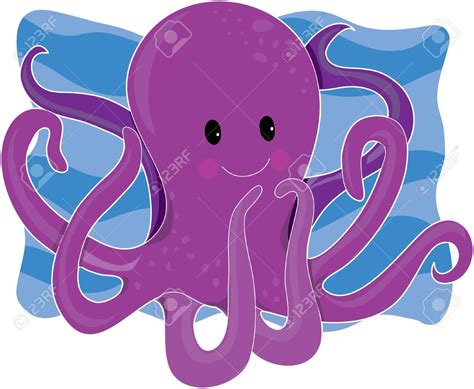 Cute Purple Octopus With Waves Of Water Octopus Tattoo Octopus