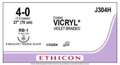 Ethicon J304h Sutures Vicryl 40 17mm 12 Rb 1 70cm Ark Health Pty Ltd