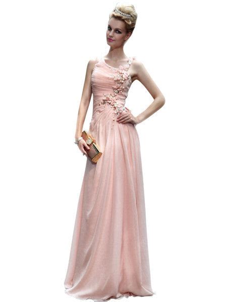Peach Embellished Asymmetrical Evening Dress 30602 Elliot Claire London