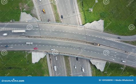 Elevated Expressway Clip Top View At Curves And Lines Of City Highway