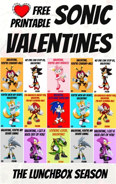 Free Printable Sonic Valentines From The Lunchbox Season Printable