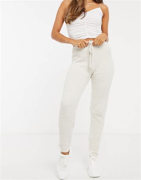 Missguided Yarn Knitted Co Ord Trousers In Cream Asos