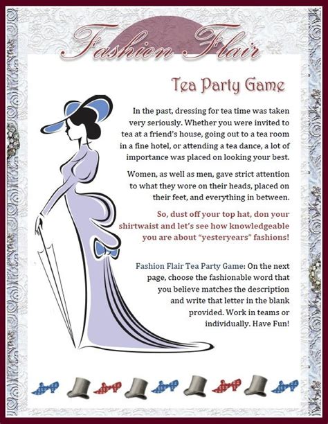 Free Printable Tea Party Games For Adults