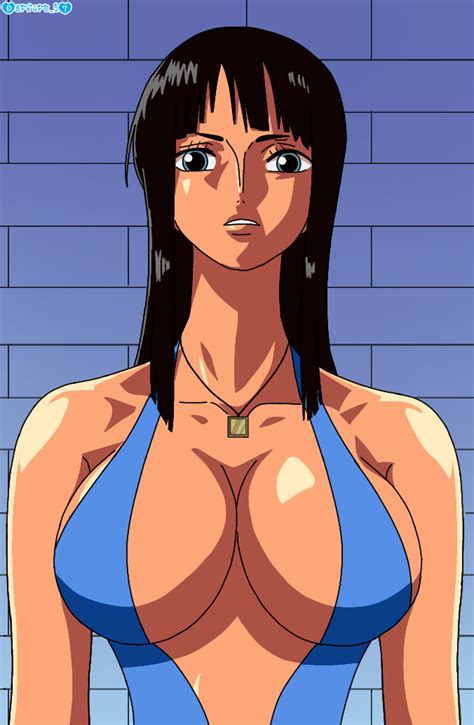 Darkuro 27 Nico Robin One Piece 1girl Bikini Black Hair Blue Eyes Breasts Dark Skinned