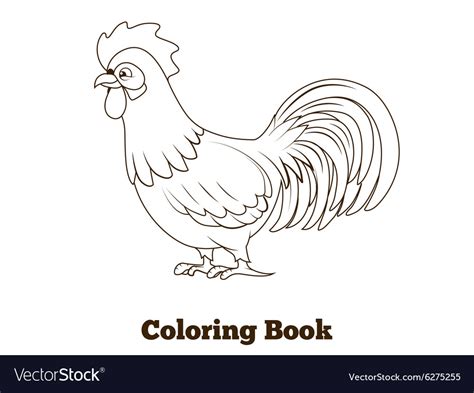 Coloring Book Rooster Cartoon Royalty Free Vector Image
