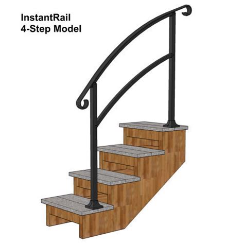 Instantrail 4 Step Adjustable Handrail Black Store Instantrail
