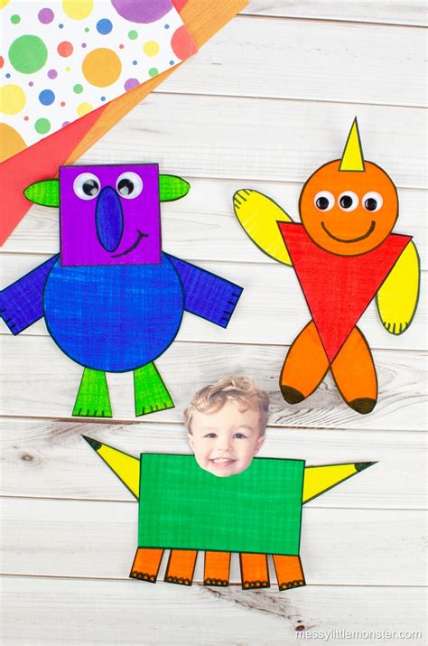Shape Monster Craft Templates Includes Messy Little Monster