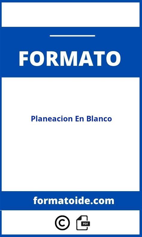 Formato De Planeacion En Blanco Modelo Word Pdf