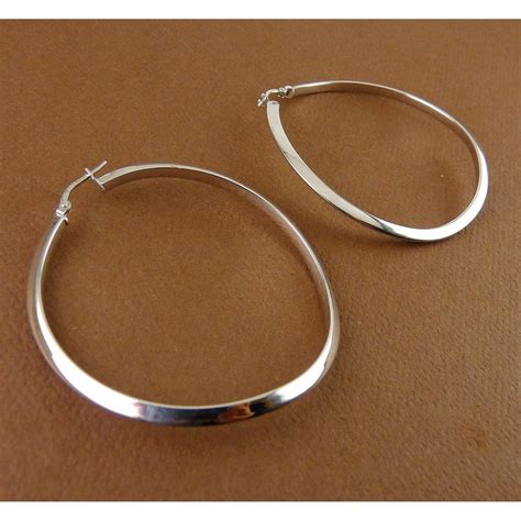 Large MILOR Sterling Silver Wavy Hoop Earrings 2 1 8 Inches Italian