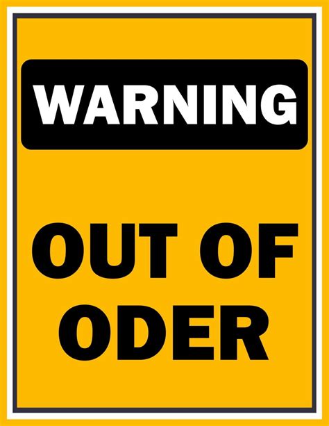 Machine Out Of Order Sign Template Free Download