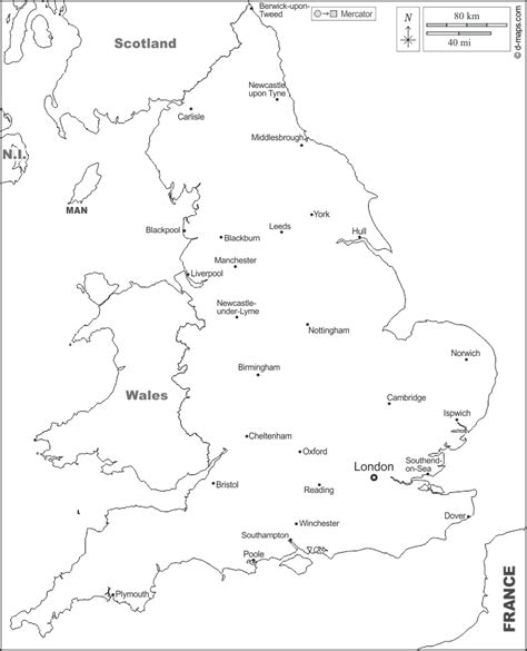 Printable Outline Map Of England