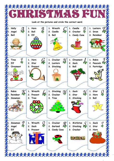 Just click on the worksheet title to view details about the pdf and print or download to your computer. CHRISTMAS FUN worksheet - Free ESL printable worksheets ...