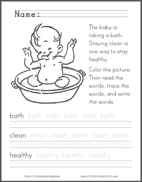 Staying Clean And Healthy Primary Worksheet Student Handouts