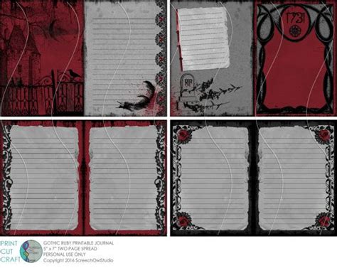 Printable Gothic Journal Digital Junk Journal Pages 5 X 7 Etsy Diy