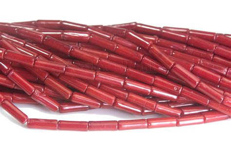 Red Coral Tube Beads Cylinder Bamboo Coral Beads Red Beads Etsy Tube Beads Coral Beads Red