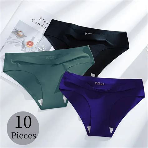 giczi 10pcs set seamless women s panties solid color silk satin underwear breathable comfortable