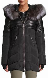  Benisti Black Silver Double Zip Quilted Genuine Fox Fur Trimmed